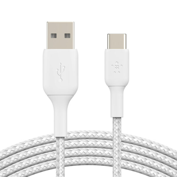 Belkin Câble USB-C vers USB-A tressé (Blanc) - 1 m