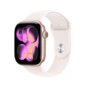 Apple Watch Series 11 - 46 mm - Aluminium or rose - Bracelet Sport - Rose tendre M/L
