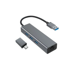HUB USB 3 USB C+A - X3 A + RJ45